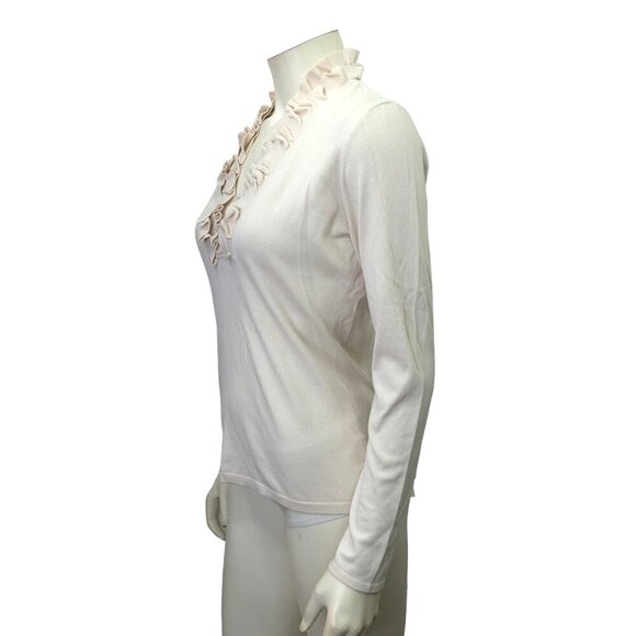 LAUREN RALPH LAUREN RUFFLE V‎ NECK SWEATER MD - Picture 4 of 6